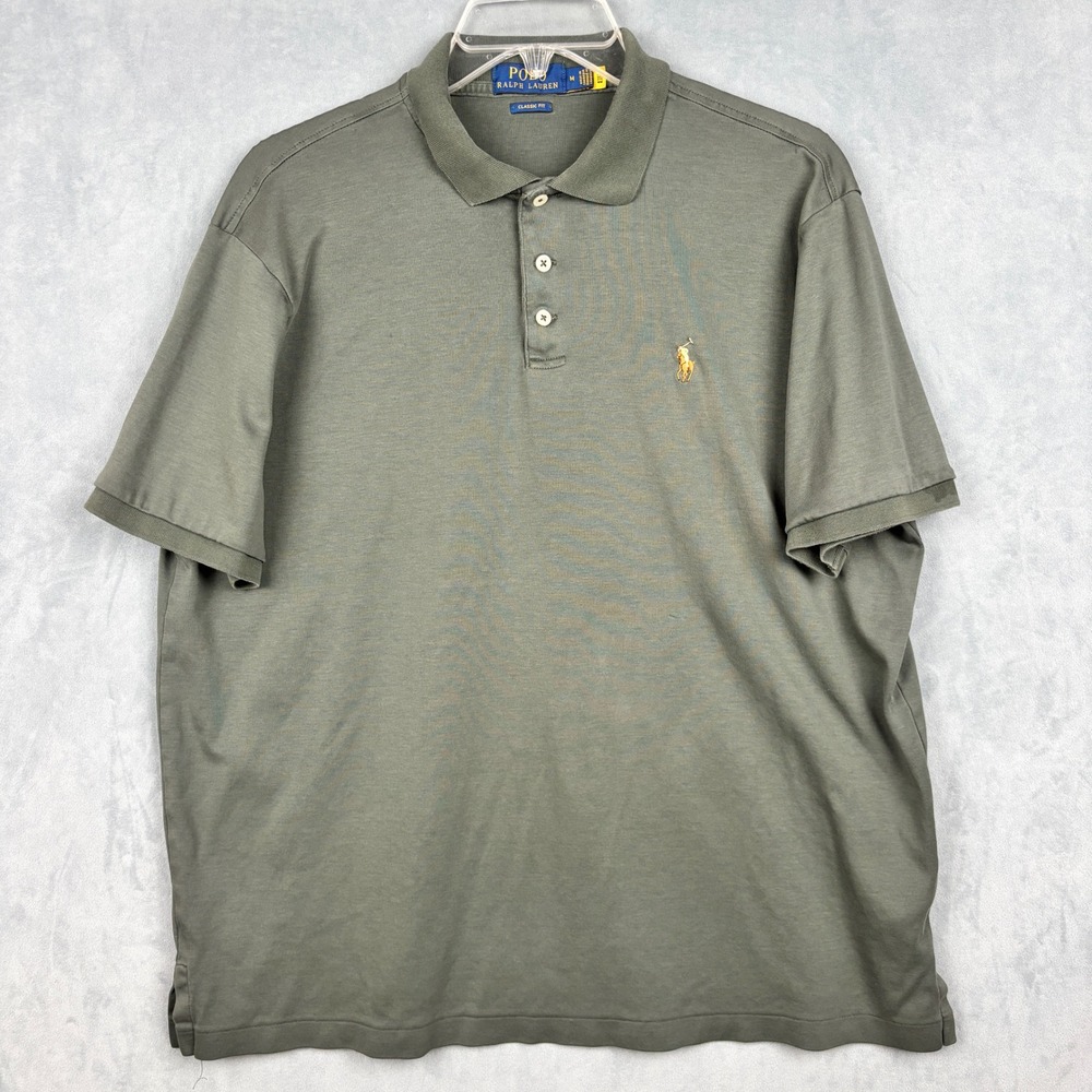 Polo Ralph Lauren Mens Classic Fit Cotton Jersey Polo Shirt Olive Green Medium